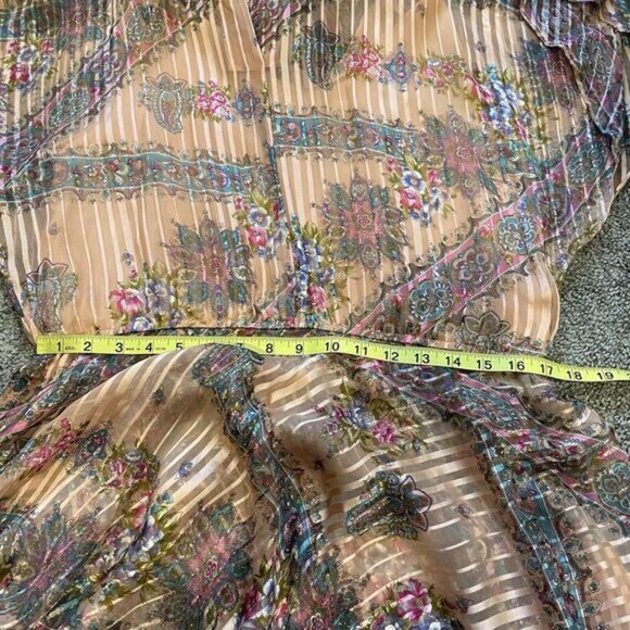 The Silk Farm Icinoo Vintage 100% Silk Dress Womens 10 Purple Paisley Sheer 70s - Picture 8 of 16